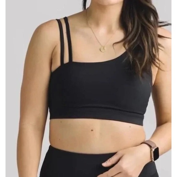 Zyia Active Black Asymmetric Light n Tight Padded Sports Bra Size 3XL Plus NWOT - Picture 2 of 10